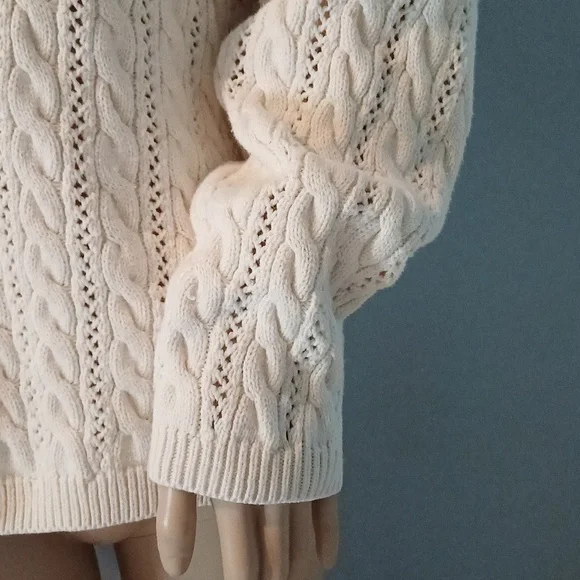 🔥🔥🔥Christie & Jill vintage cableknit V-neck cream cardigan M - Picture 4 of 14